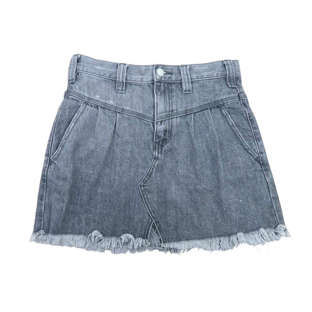 Free People We The Free Sidecar Faded Black Denim Mini Skirt 25